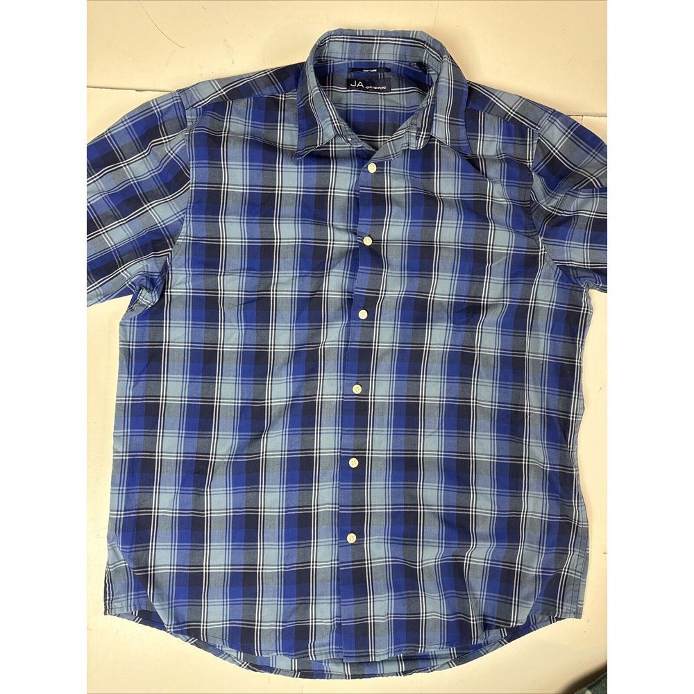 John Ashford Mens Casual Button‎ Up Shirt Plaid Adventure  Easy Care Sz Large
